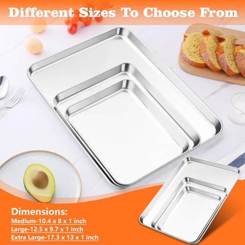 Herogo Stainless Steel Baking Sheet Pan Set, 17×13×1 Inch Rectangle Cookie Sheet Bakeware Set for Oven, 2 Pack Multipurpose Kitchen Cookware, Non Toxic & Heavy Duty & Easy Clean-Extra Large