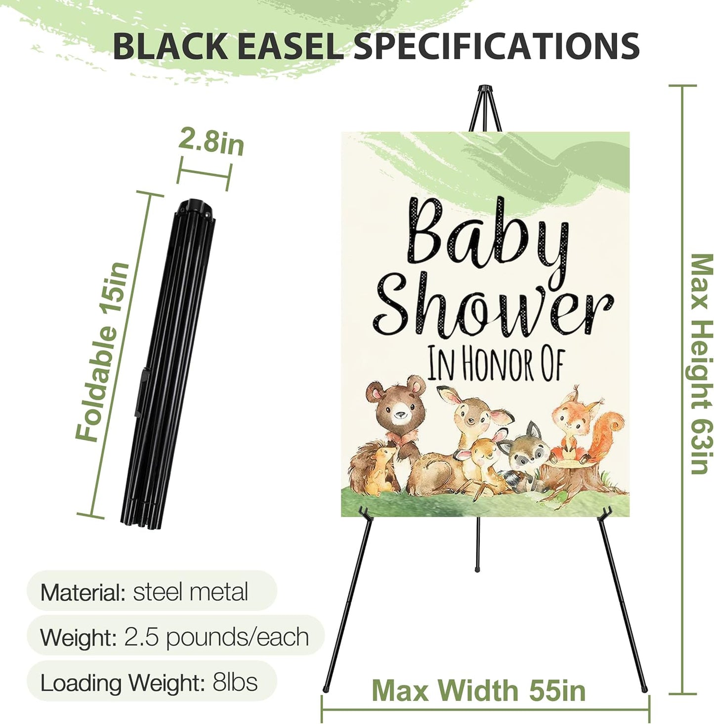 Regine Switzerland 63" Adjustable Metal Easel Stand - Perfect for Wedding Sign Display & Art