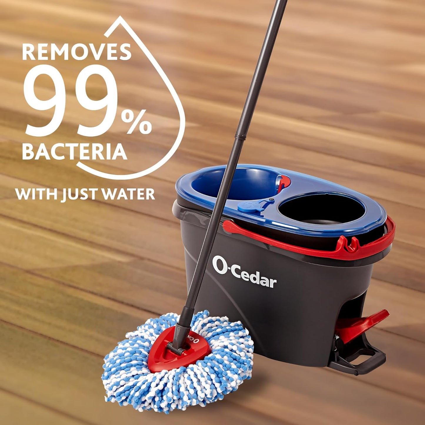 O-Cedar RinseClean Spin Mop System - Effortless Cleaning with Water | Eliminates 99% of Bacteria