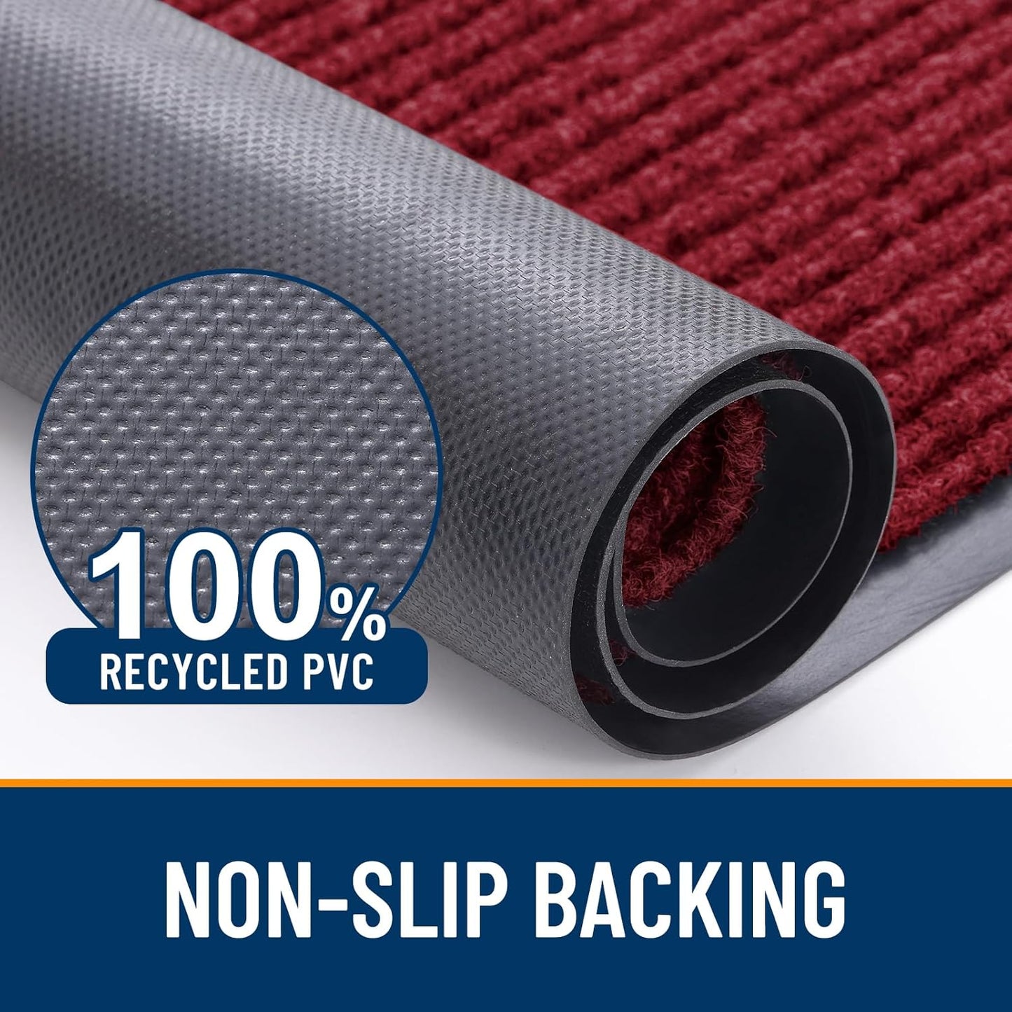 OLANLY Waterproof Heavy Duty Front Door Mat - Fade Resistant & Easy Clean | 29.5x17, Wine Red