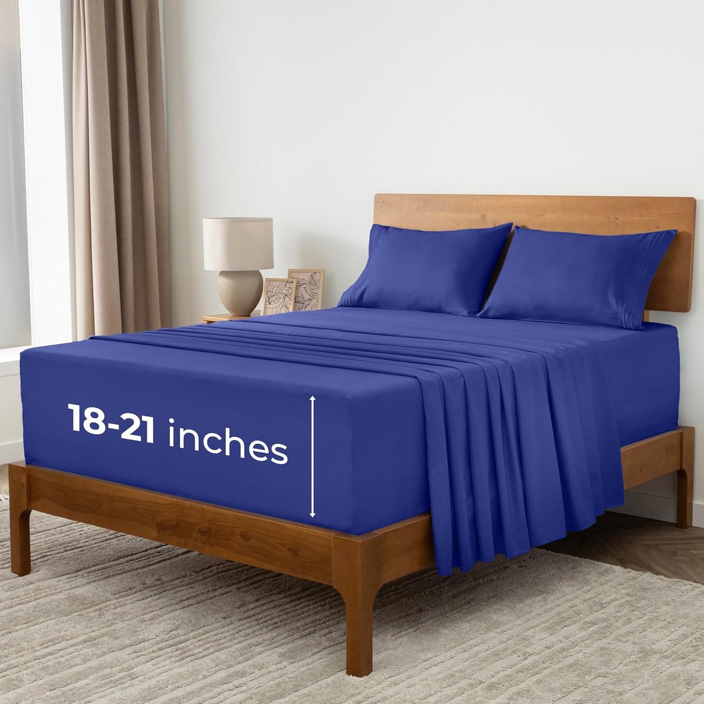 Mellanni Extra Deep Full Sheets - Hotel Luxury, Ultra Soft Cooling Bedding - Wrinkle & Stain Resistant (Royal Blue)
