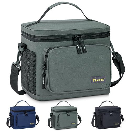 BALEINE Insulated Lunch Bag for Men Women, 15 Can Leakproof Cooler Bag with Adjustable Shoulder Strap for Work Picnic, Lunch Box for Women Men (Medium, Grey)