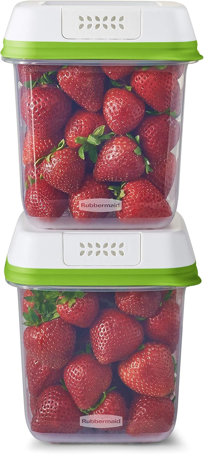 Rubbermaid FreshWorks Produce Saver - Medium Storage Containers for Fresh Fruits & Vegetables | 2 Pack