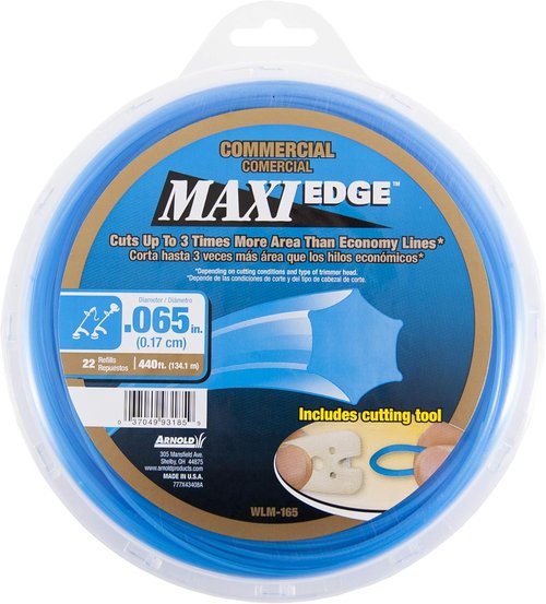 Arnold WLM-165 Maxi-Edge String Trimmer Line - Commercial Grade, Universal Fit, 22 Refills, .065-Inch x 440-Foot, Blue