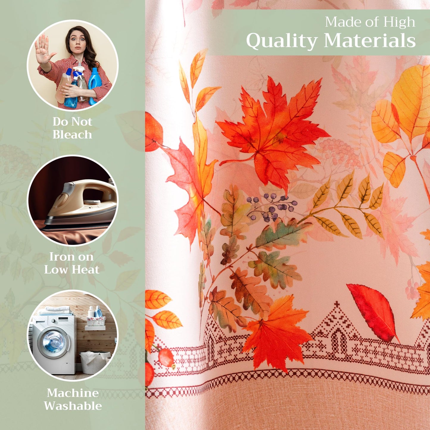 Maison d' Hermine Table Cloth Round Table 100% Cotton 63 Inches Fall Tablecloth Reusable Everyday Use for Thanksgiving Christmas Decorations Dining Farmhouse Party (Amarante)