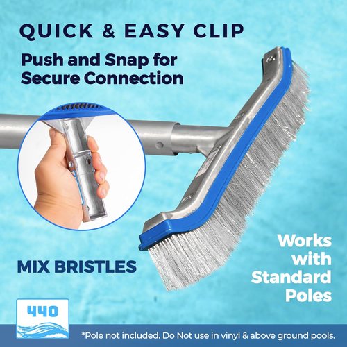 440 Combo Pool Brush - 18-Inch Heavy Duty Nylon & Stainless Steel Head for Inground Pool Cleaning