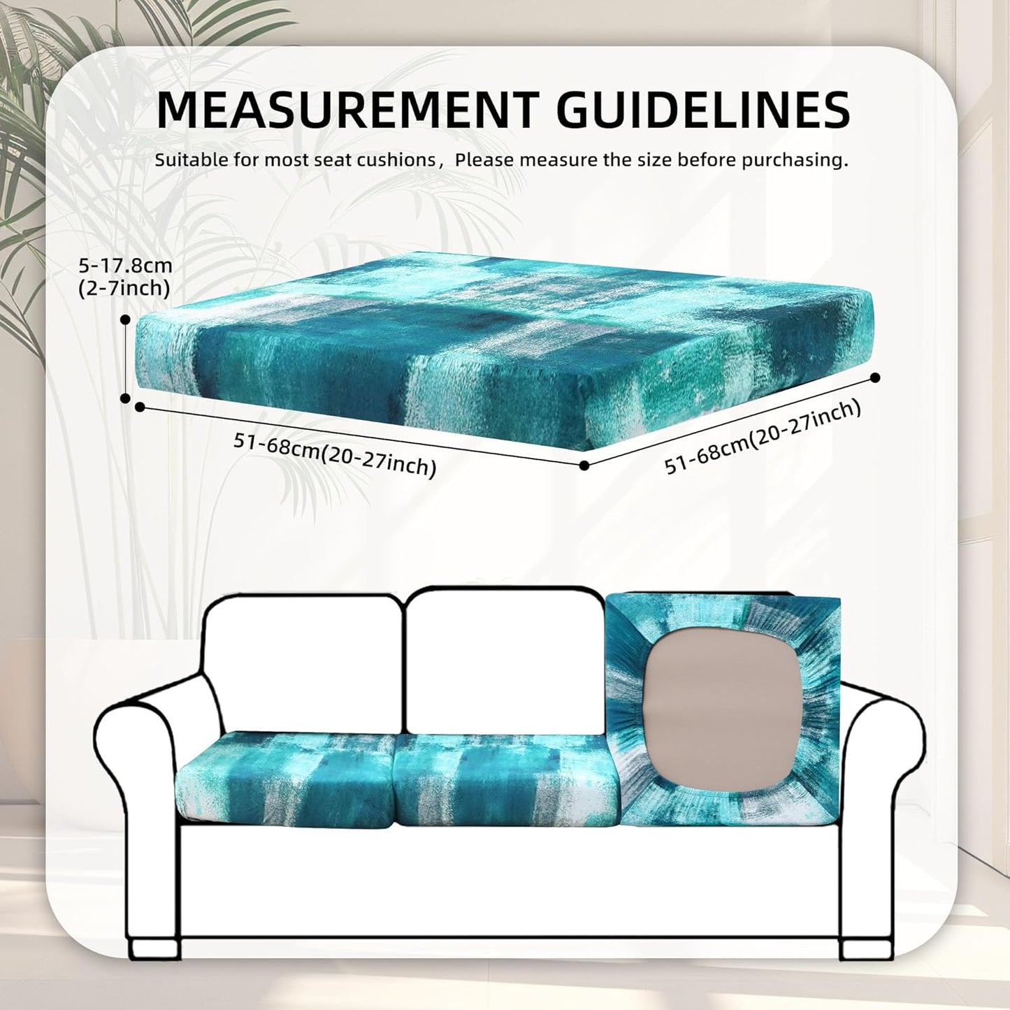 Skiennix 8-Piece Stretch Patio Cushion Covers - Washable Outdoor Sofa Slipcovers in Turquoise