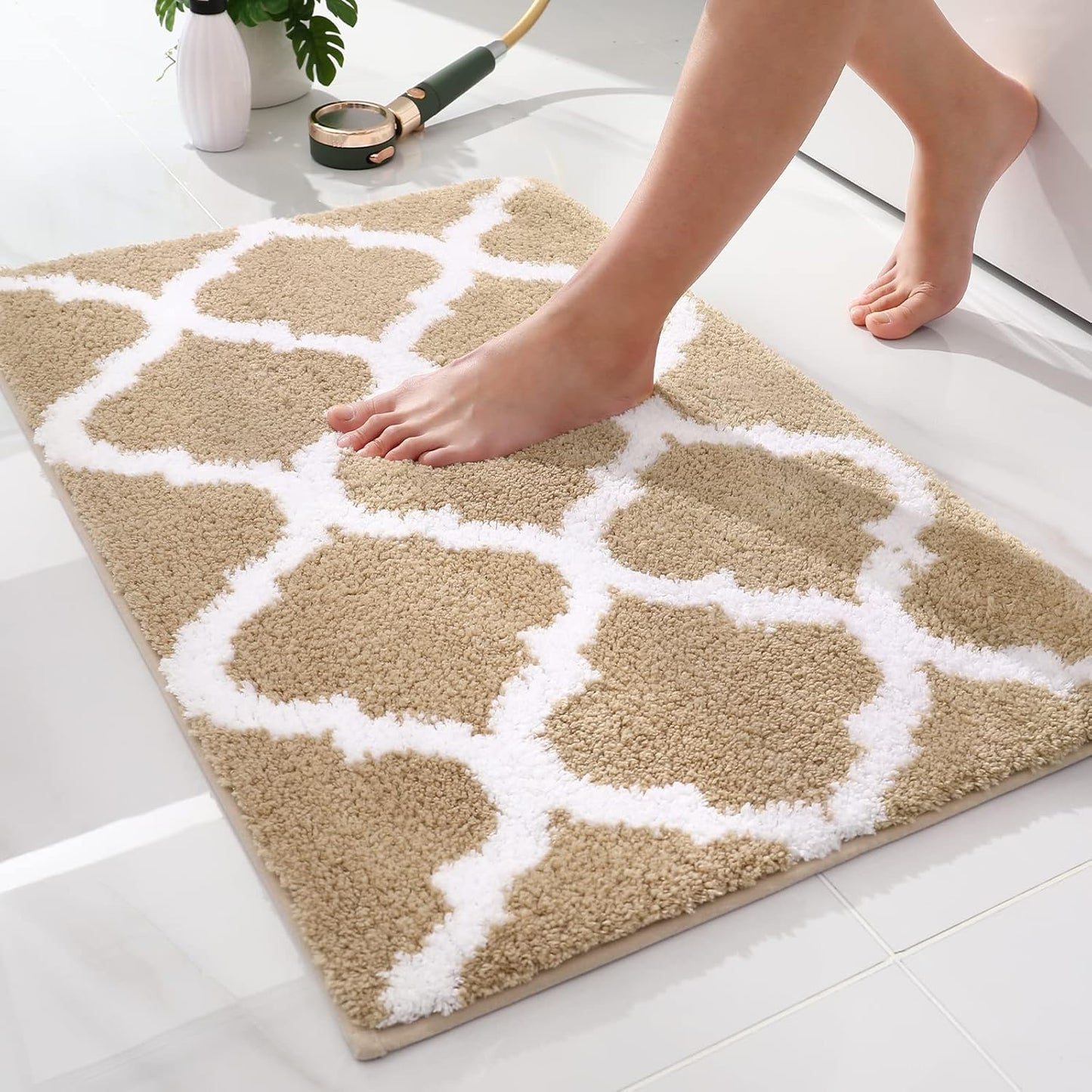 OLANLY Bathroom Rugs - Soft, Absorbent Microfiber Non-Slip Mats | 30x20 Inches, Beige