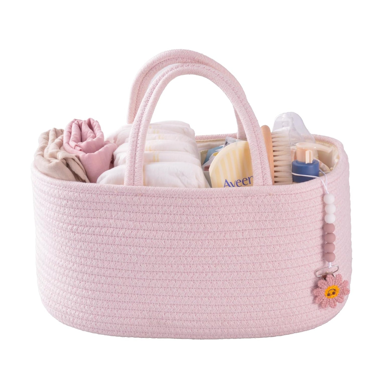 Skiennix Baby Diaper Caddy Organizer - Portable Storage Bin for Nursery | Pink Tote for Changing Table & Travel