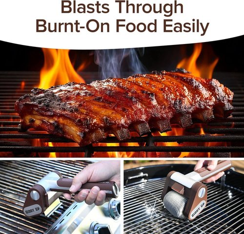 HorsePower Giddy Up Grill Cleaner - Cordless Rechargeable BBQ Tool with 350 RPM Roller & LED Light