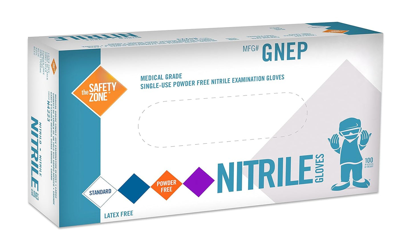 Safety Zone Nitrile Exam Gloves - Food Safe, Indigo Color, Medium Size | Case of 1,000