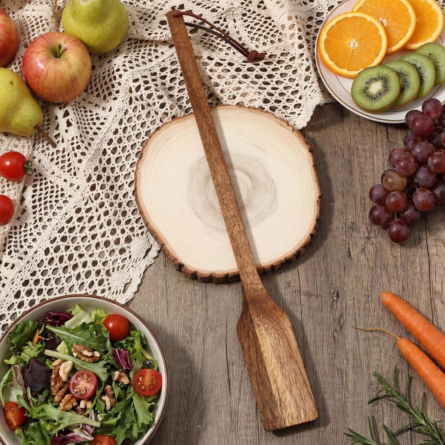 Qinyoung 18 Inches Acacia Wood Spatula Heavy Duty Long Wooden Stir Paddle in Big Pots Large Non-stick Kitchen Wooden Spoons for Cooking, Mixing, Stirring Heat Resistant Cooking Tool Chef Mom Gifts