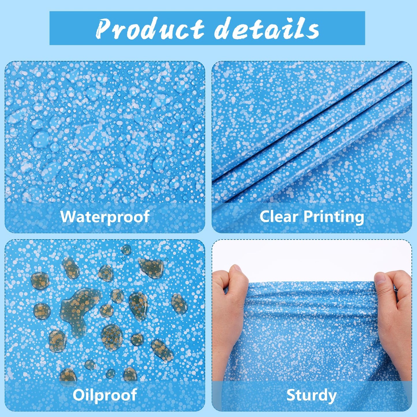 Kesfey 3 Packs Ombre Blue Plastic Tablecloth 54 x 108 Inch Gradient Pastel Blue Table Cloths Rectangle Disposable Royal Blue Sprinkle Glitter Table Covers for Birthday Baby Shower Party Decorations
