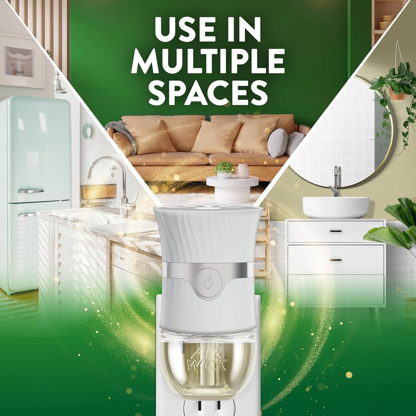 Air Wick Plug-In Scented Oil Starter Kit - 2 Warmers + 6 Fresh Linen Refills | Eco-Friendly Air Freshener