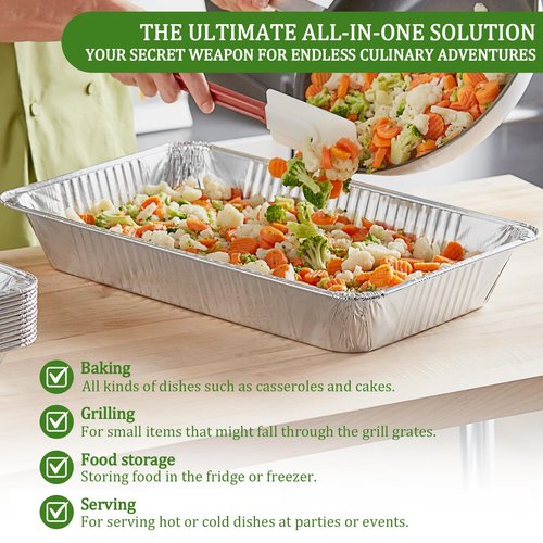 Epecnic 9x13 Aluminum Foil Pans with Lids (25 Pack) - Disposable Half Size Deep Foil Pans, Freezer & Oven Safe for Baking, Meal prep, Potluck, Outdoor Grilling, Camping, Catering, Large Events