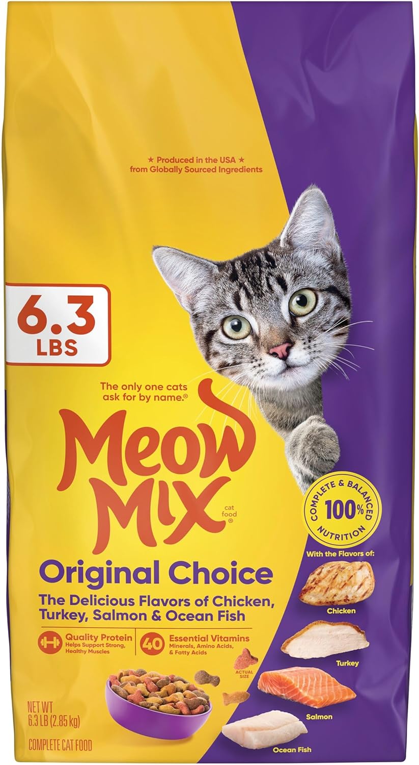 Meow Mix Original Choice Dry Cat Food - Nutritious Formula for Healthy Cats | 6.3 lb Bag