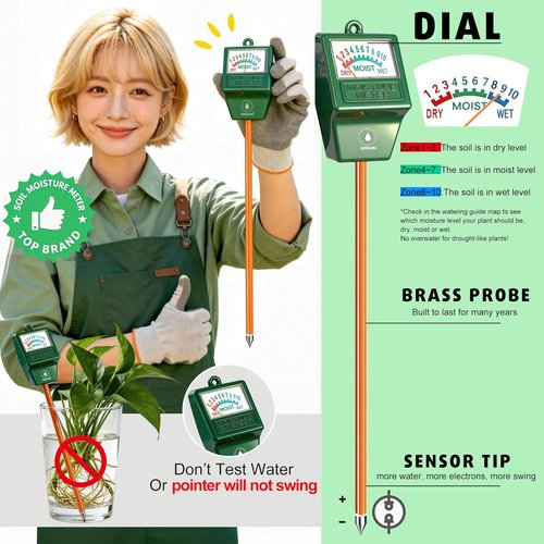 Antonki Soil Moisture Meter - 2 Pack Plant Water Tester for Indoor & Outdoor Gardening | No Battery Needed