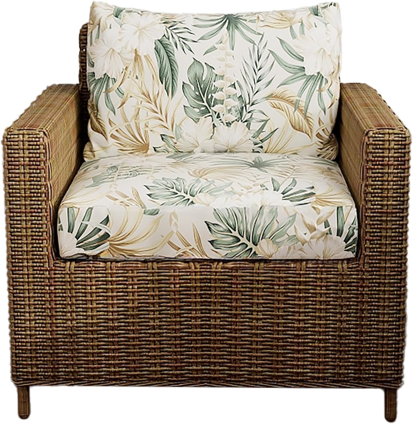 Skiennix Outdoor Patio Cushion Covers - Stretchy Tropical Plant Slipcovers for Wicker Chairs | Washable Botanical Green