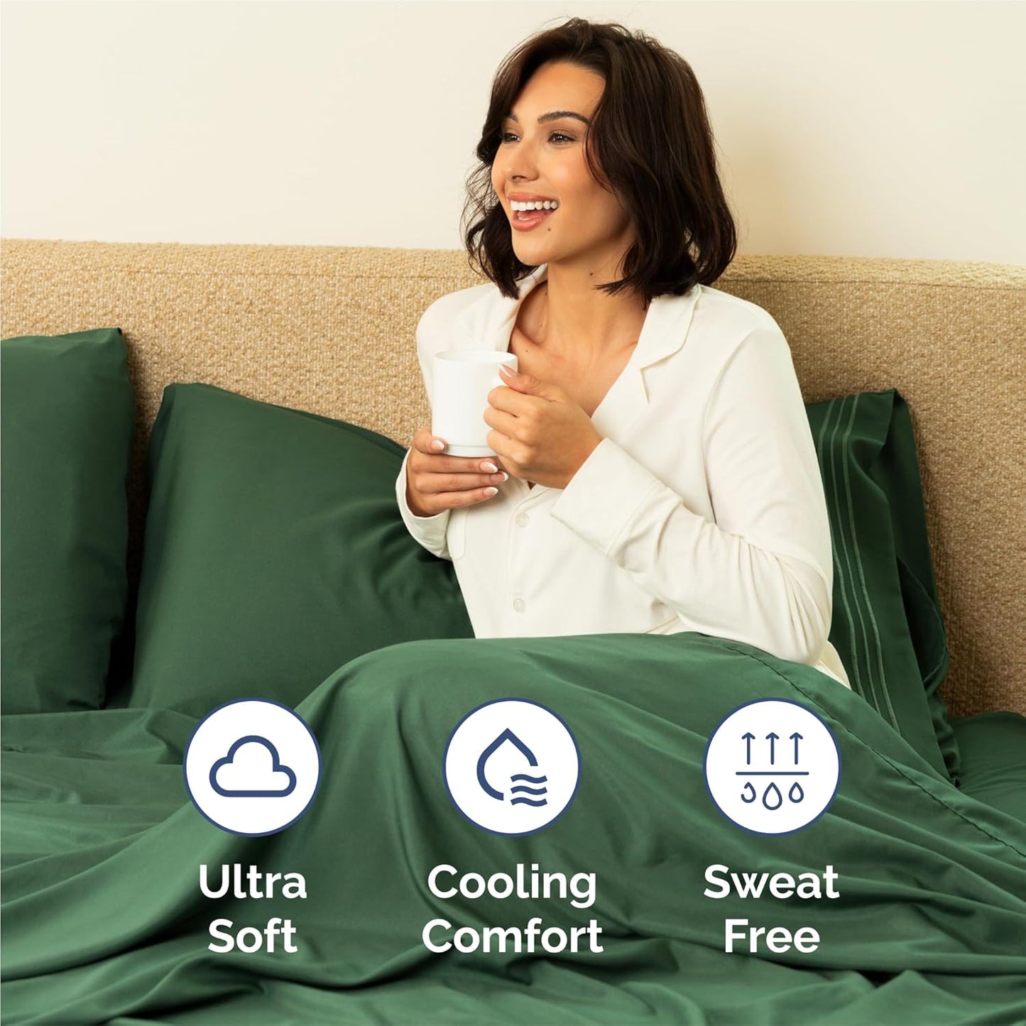 Split King Size 5-Piece Sheet Set - Comfy Cooling Bed Sheets for Luxurious Sleep - Deep Pockets, Soft & Wrinkle-Free - Oeko-Tex Certified - Emerald