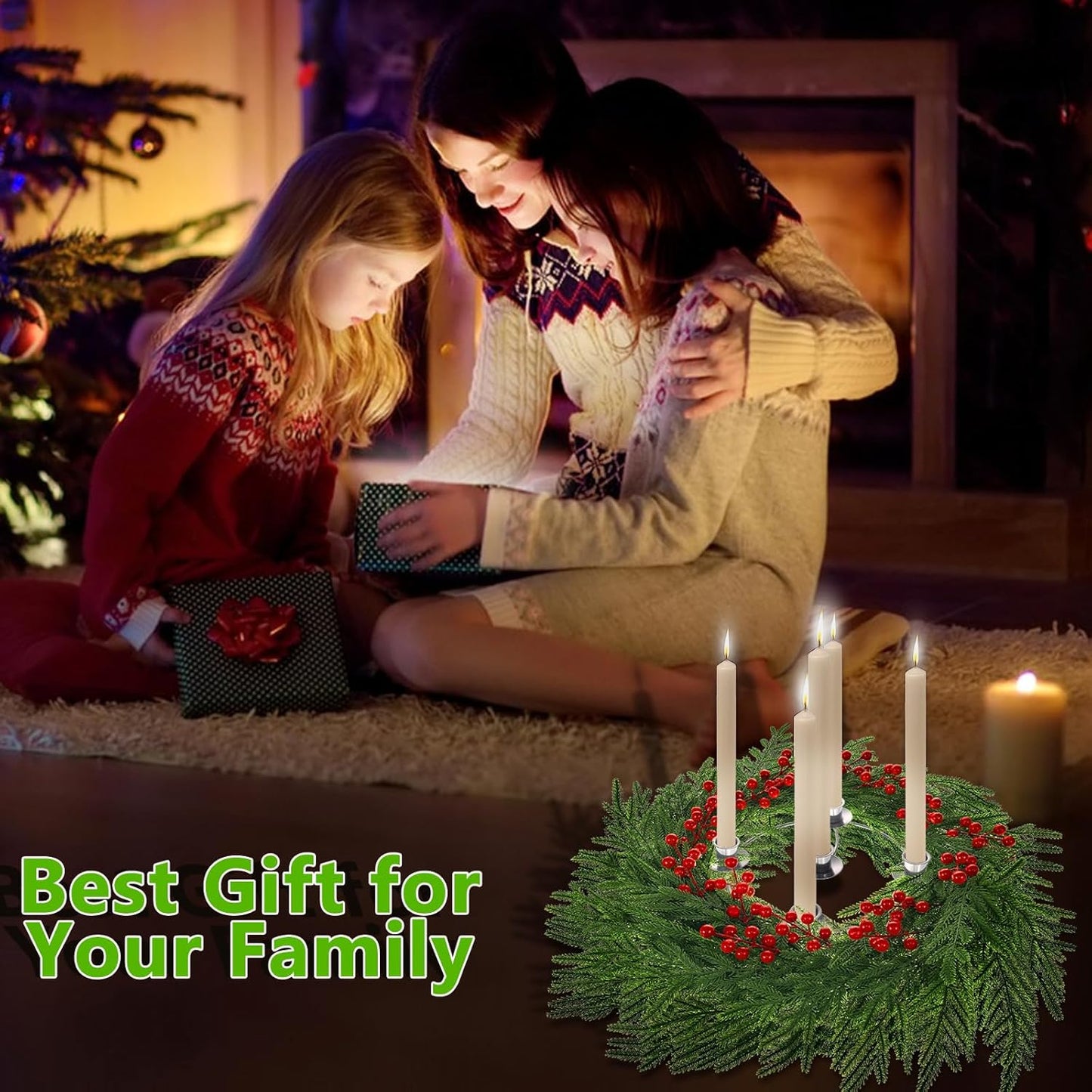 Regine Switzerland Christmas Advent Wreath Ring Set - 5 Candle Holders for Traditional Holiday Decor