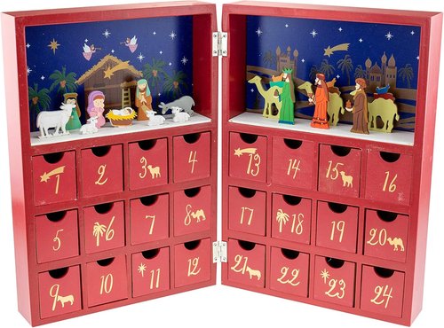 Clever Creations Wooden Advent Calendar - Festive Christmas Countdown with Nativity Scene Decor