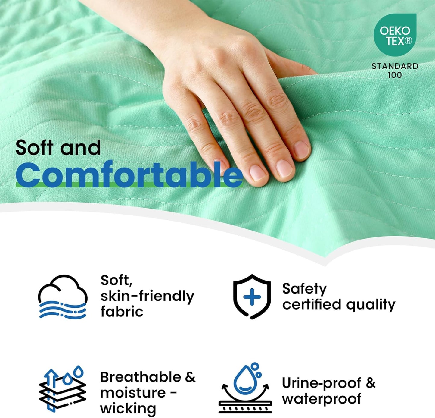 Noovirum® Washable Underpads - Heavy Absorbency Incontinence Bed Pads | 34"x36" (Pack of 4) - Waterproof & Reusable for Adults, Kids & Pets