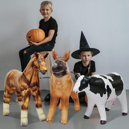 Jet Creations Inflatable Animal Trio: Cow, Horse, German Shepherd, Realistic Livestock Animal, Pets for Party Decoration, Education, Learning, Pool, Birthday, Photo Prop, Ideal for Kids, Adults