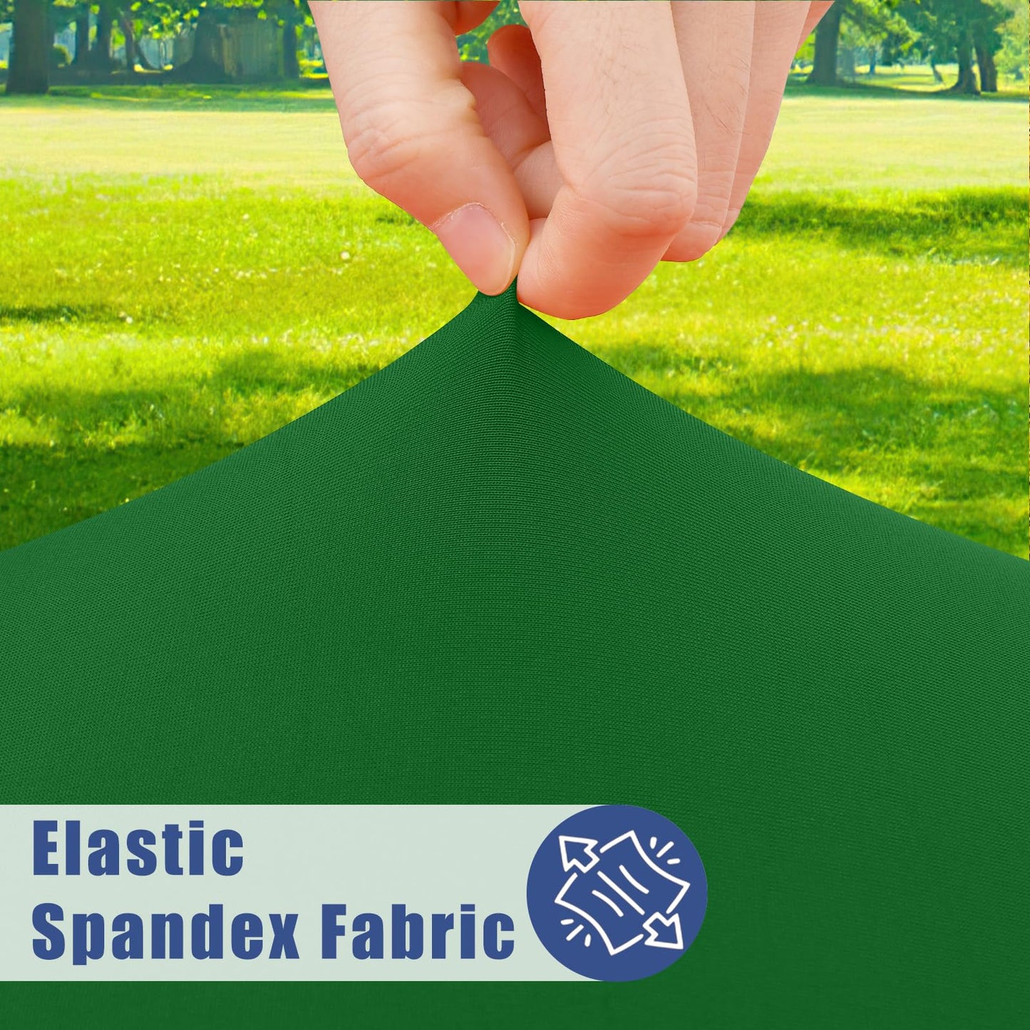 Moosfor Round Spandex Tablecloth, Elastic Fitted Waterproof Tablecloths for 42"-50" Tables, Stretch Washable Picnic Table Cover for Camping, Dining, Indoor and Outdoor, Emerald Green