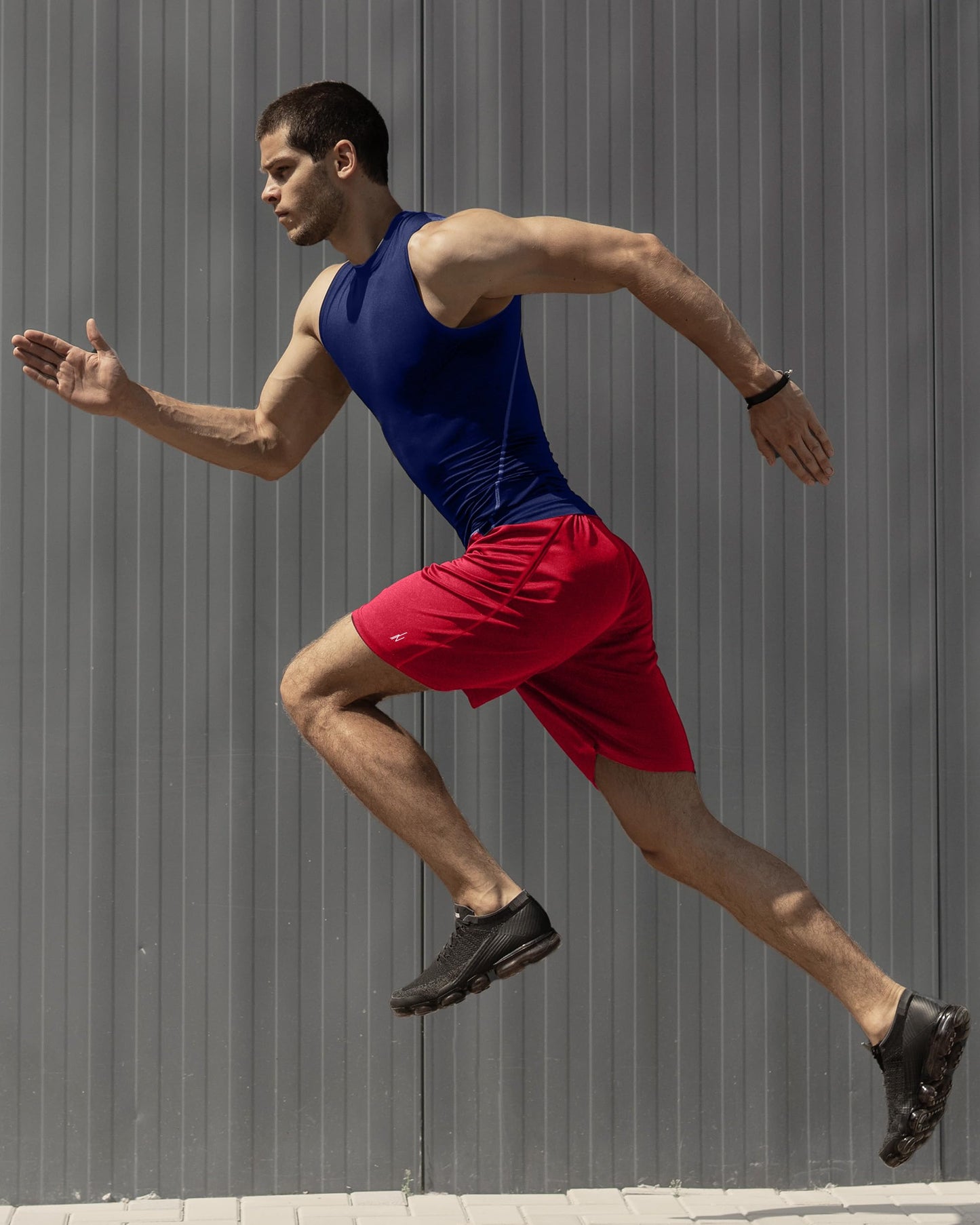 NY Threads Men's Athletic Shorts Quick Dry Loose-Fit Lightweight Running Workout Gym Shorts with Pockets, Large, Red