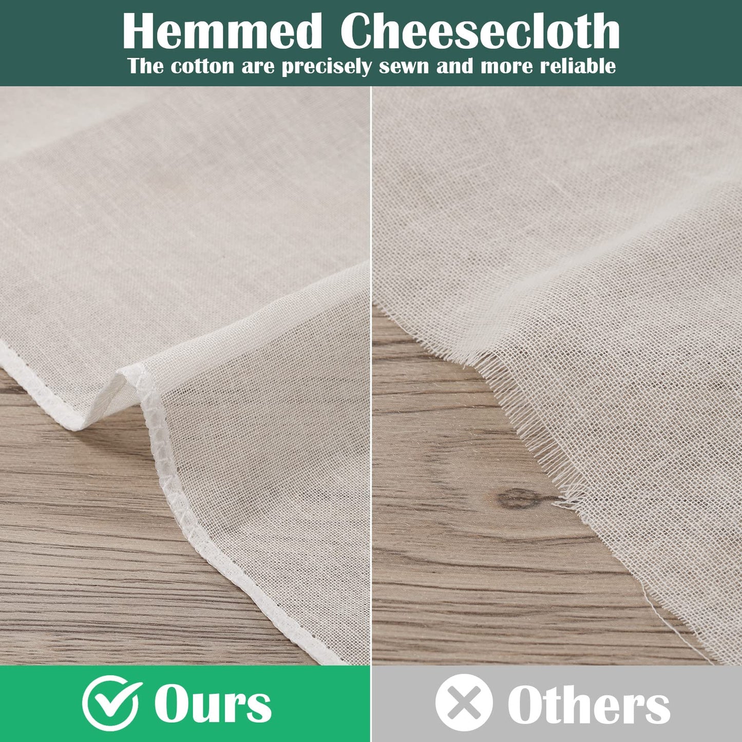Reginary 48 Pcs 20 x 20 Inches Cheese Cloths Bulk, Grade 100, Hemmed Cheesecloth for Straining Unbleached Cotton Muslin Cloth Reusable for Cooking Baking Juicing Cheese Making