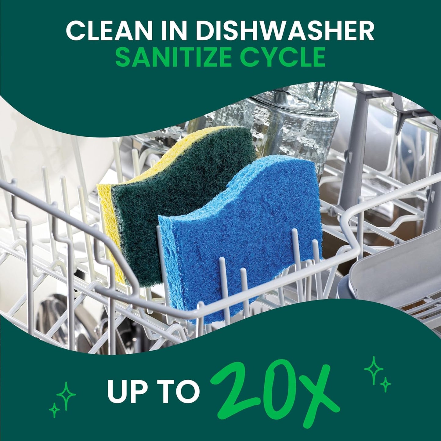 Scotch-Brite Zero Scratch Scrub Sponge | 6 Scratch-Free Kitchen Sponges for Multi-Surface Cleaning