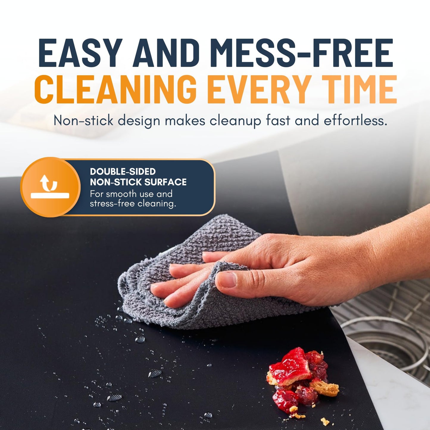 Oven Liners for Bottom of Oven - 4 Pack Large Heavy Duty Mats, 17”x25” Non-Stick Reusable Liner for Electric, Gas, Toasters, Grills - BPA & PFOA Free Kitchen Accessory to Keep It Clean (Black)