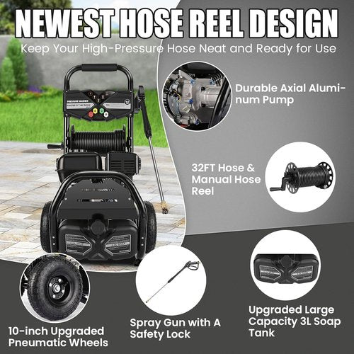 **MaxPSI 4200 Gas Pressure Washer - 4.0 GPM High Power Cleaning Machine with 32ft Hose & 5 Nozzles**