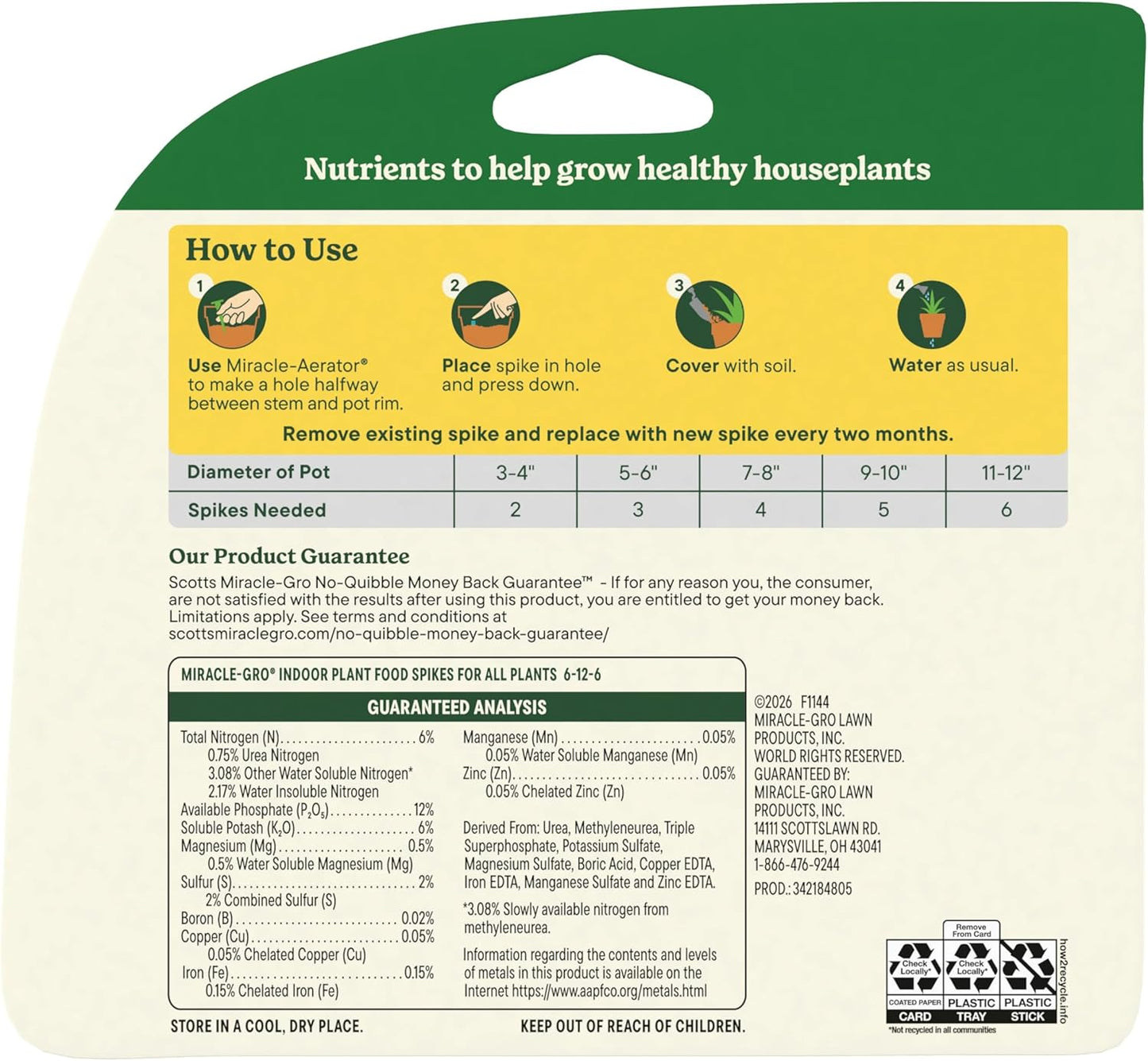Miracle-Gro Indoor Plant Food Spikes - Fertilizer Spikes for Houseplants & Flowers | 48 Count