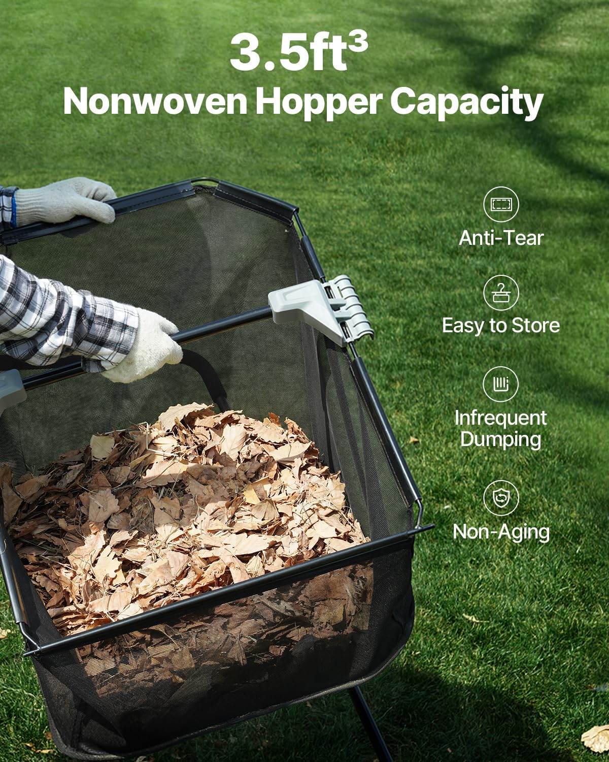 VEVOR Push Lawn Sweeper - 21-Inch Heavy-Duty Leaf & Grass Collector with 3.5 Cu. Ft. Capacity
