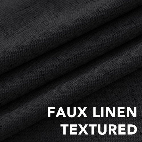H.VERSAILTEX 100% Blackout Curtains - Thermal Insulated Linen Textured Drapes | Black, 52x45 Inch, 2 Panel Set