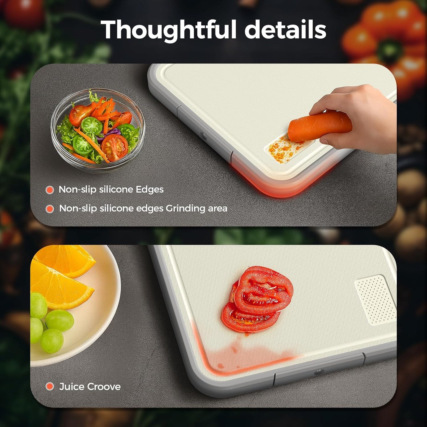 Sumzzz Stainless Steel Cutting Board - 2-in-1 Double-Sided Chopping Board, Large 16”×11”, Dishwasher Safe
