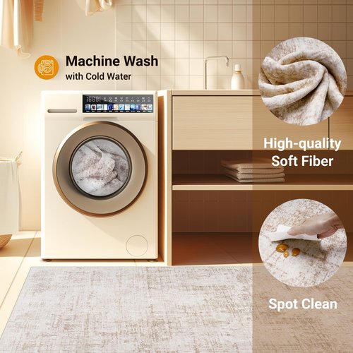 Area Rug 5x7 Washable Living Room Rugs: Large Abstract Soft Non Slip Area Rugs, Indoor Floor Non-Shedding Carpet for Bedroom Dining Room Kitchen Office Home/Dorm Decor,Beige