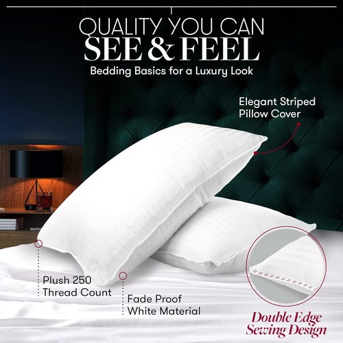 Beckham Hotel Collection Bed Pillows - Set of 2 Soft, Cooling Gel Pillows for All Sleep Positions
