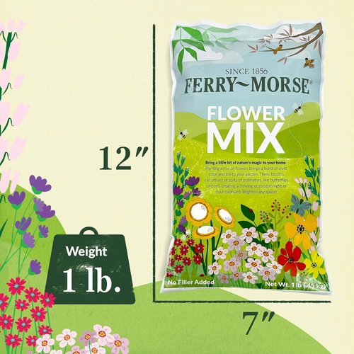 Ferry-Morse Wildflower Seeds Mix - Non-GMO, Deer Resistant Outdoor Flowers - 1 lb Pack