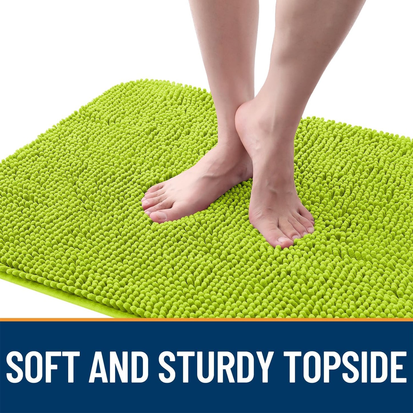 OLANLY Dog Door Mat - Absorbent Non-Slip Mud Mat for Indoor Use | Quick Dry Chenille, 24x16, Bright Green