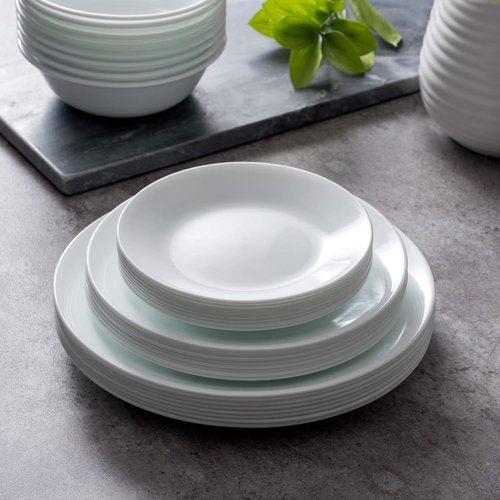 Corelle Vitrelle 8-Piece Salad Plates Set - Lightweight, Chip Resistant, Winter Frost White, 6.75-Inch