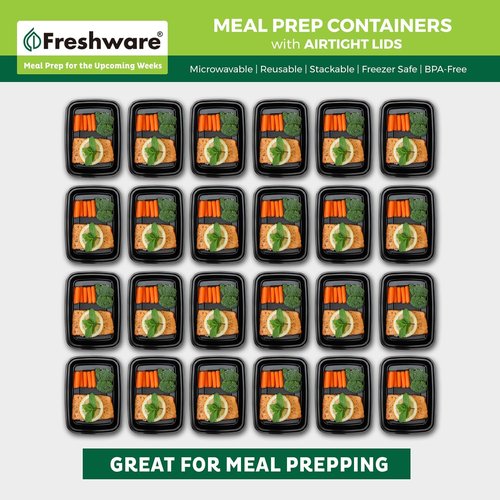 Freshware Meal Prep Containers - 300 Pack | 1 Compartment BPA-Free Food Storage | Stackable & Microwave Safe (24 oz)