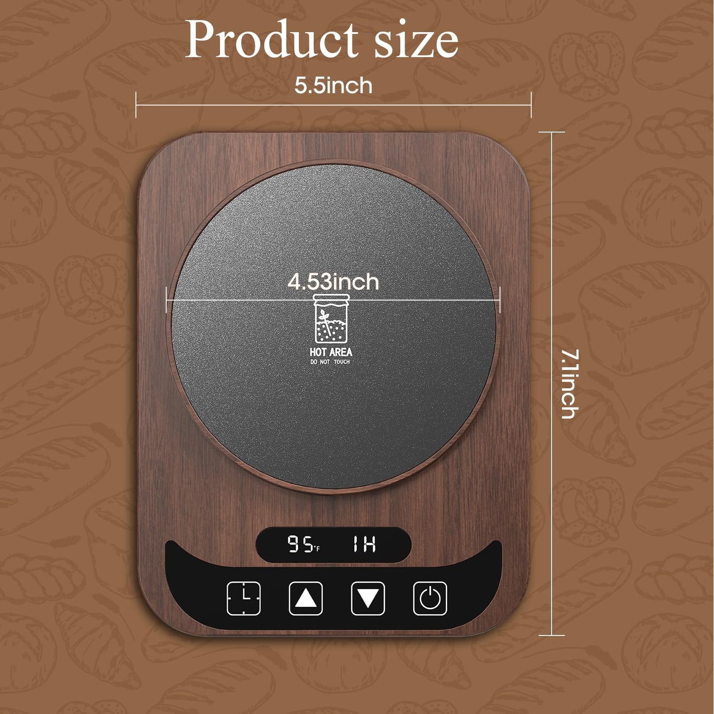Sourdough Starter Warmer with Temperature Display,Sourdough Warming Mats 100℉ Electric Heating 12 Hours Timing Function Sourdough Heating Mat Bread for Baking Supplies Kitchen Bakers (Wood)