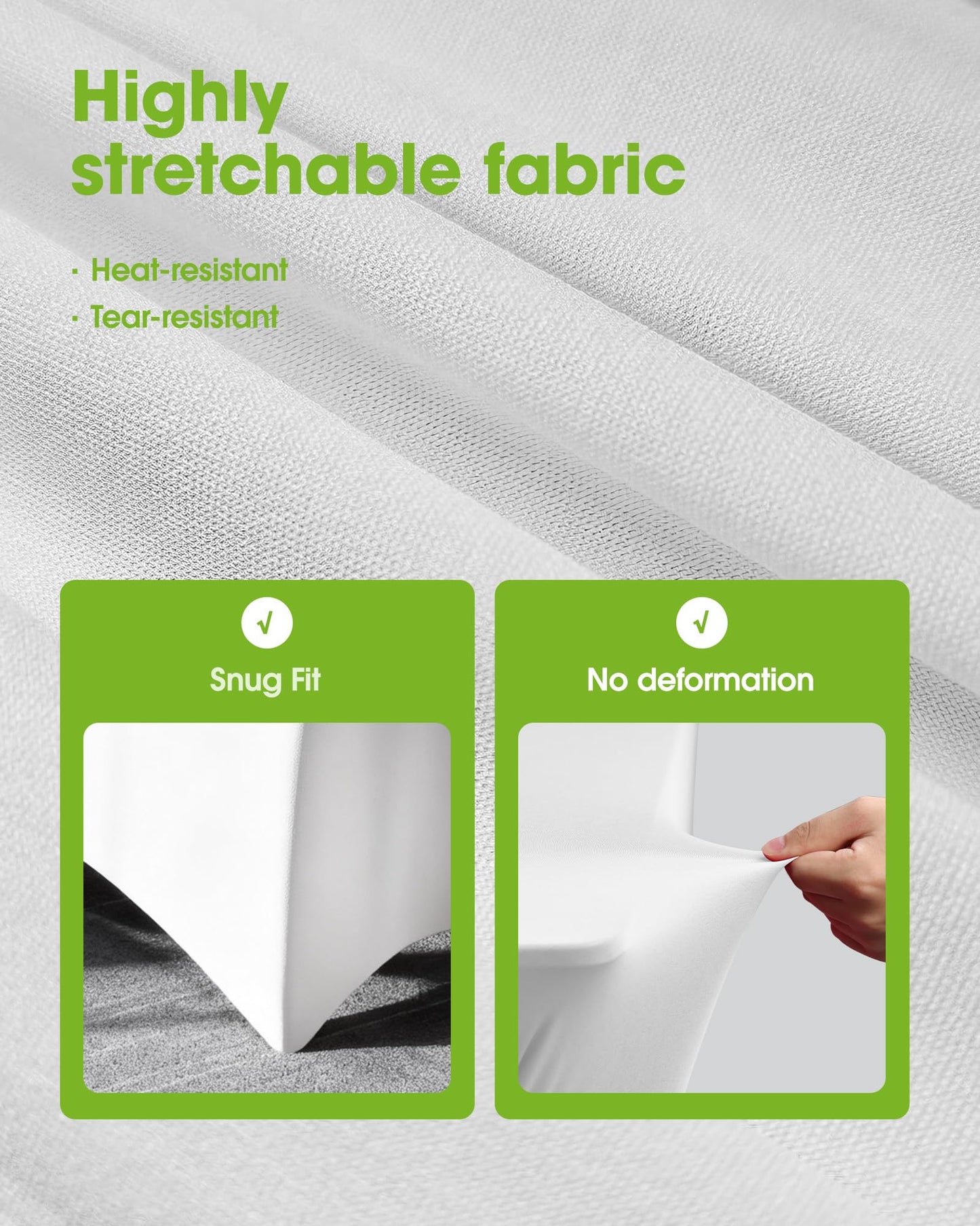 Pureegg Spandex Tablecloth 6ft - 4 Pack, Fitted and Tight Cloth for Rectangle Table, Wrinkle-Free and Stretch Table Cover for Party, Wedding, Banquet and Birthday, White