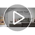 Seaside Village Black LED Floor Lamp with Double Head, Dimmable 18W Reading Light