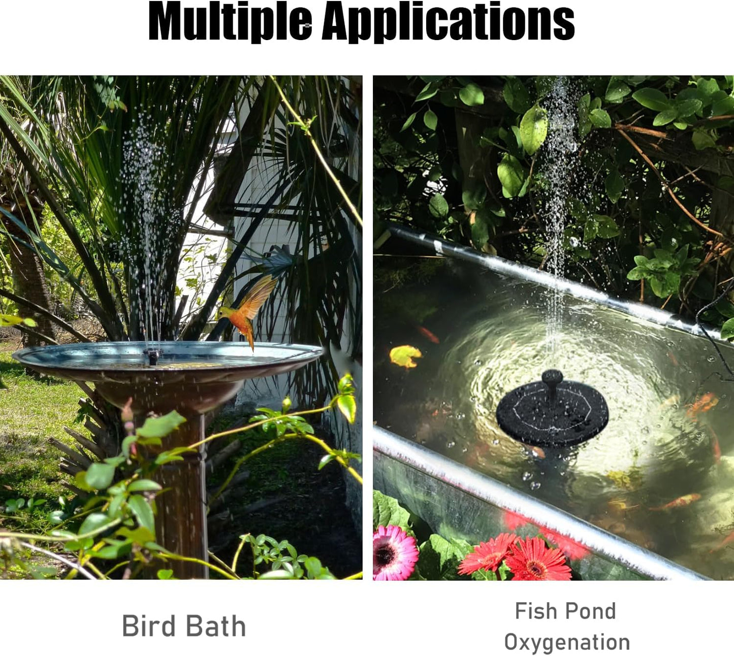 Skiennix Solar Bird Bath Fountain Pump - 1.4W Solar Powered with 6 Nozzles for Garden & Pond