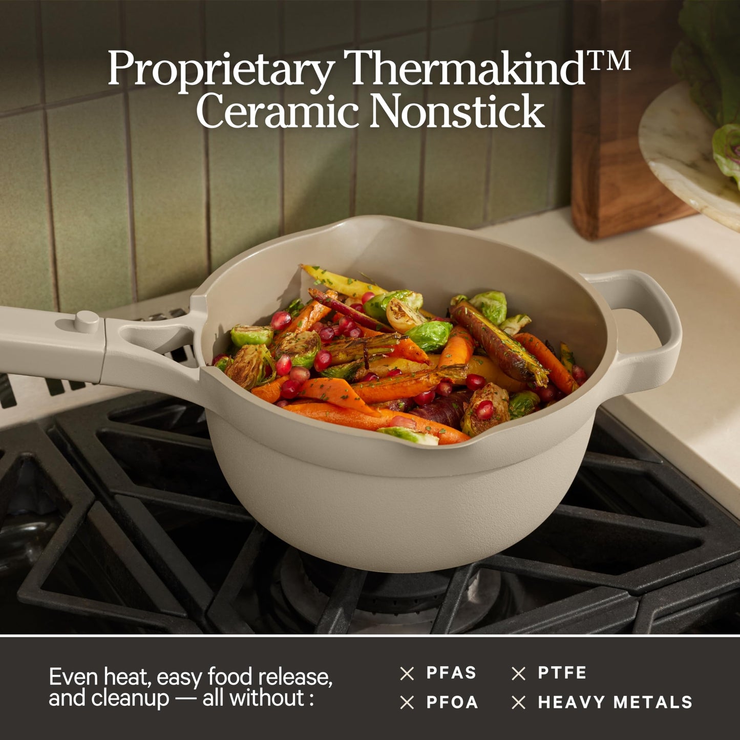 Our Place Mini Perfect Pot | 2.5 Qt Ceramic Pot with Lid & Spatula | Patented 8-in-1, PFAS-Free Nonstick, Non-Toxic Cookware | Induction & Oven-Safe up to 450°F | Steam
