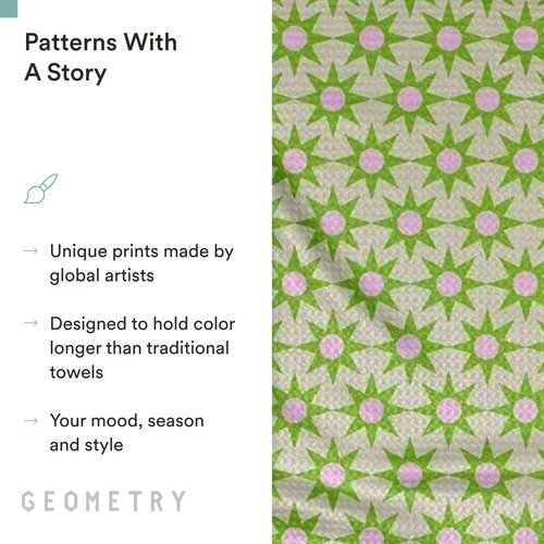 GEOMETRY Spring Kitchen Towels - Quick Dry Microfiber Cloth Spring & Summer Dish Towels for Kitchen Drying - Premium Quick Dry Towel - Sweet Green, 18" x 30" - 1-Pack