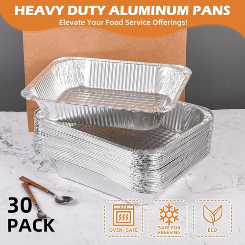 Findful Aluminum Pans | Heavy-Duty 9x13 Foil Trays for Cooking, Baking & Storing - 30 Pack, Leak-Proof & Oven-Safe